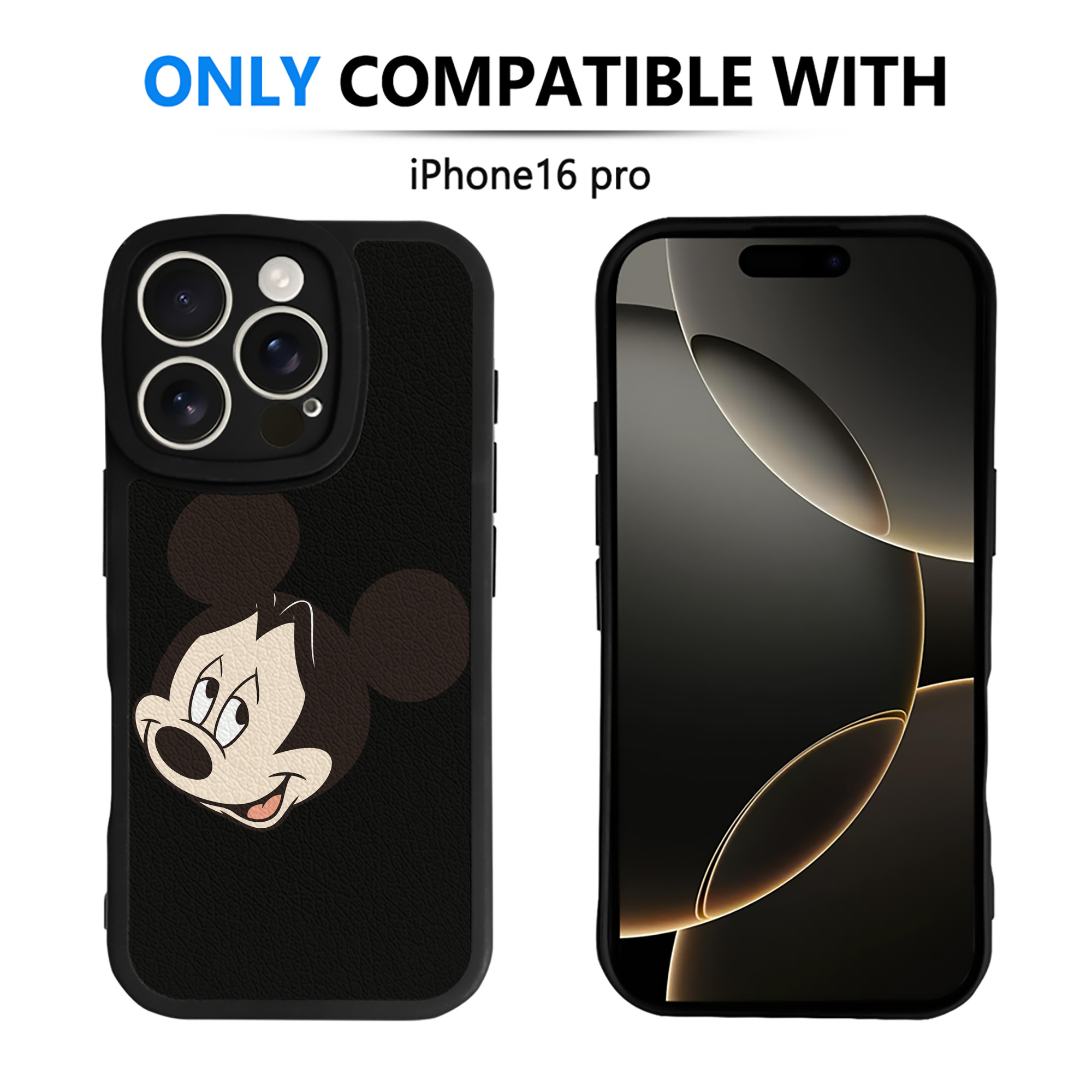 （画像用） ミッキーマウス Mickey Mouse 【iPhone 16シリーズ対応】シリコンスマホケース（レザー調） 材質：シリコン